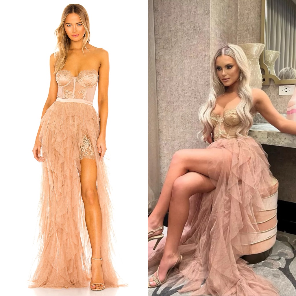 For Love & Lemons X Revolve Bustier Gown In Warm Taupe